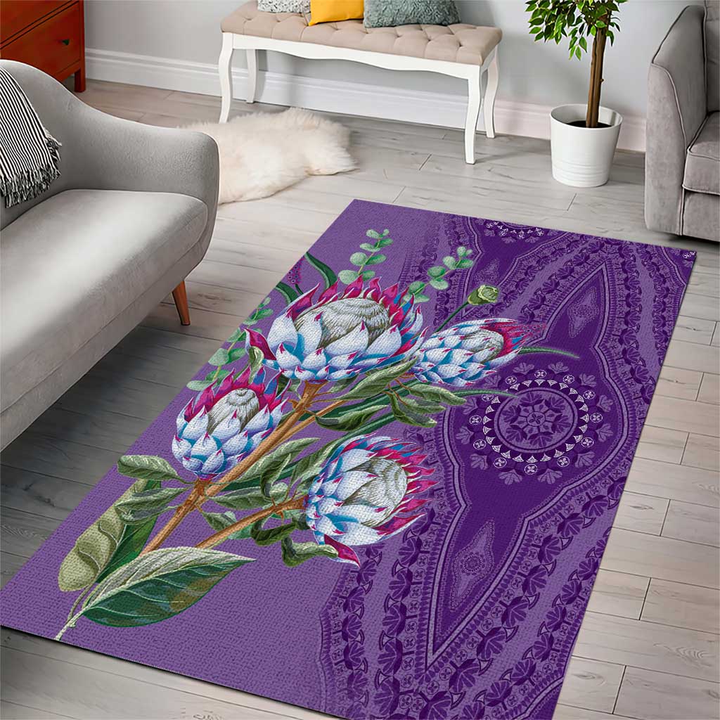 Afro King Proteas Dashiki Motif Area Rug Violet Style LT9