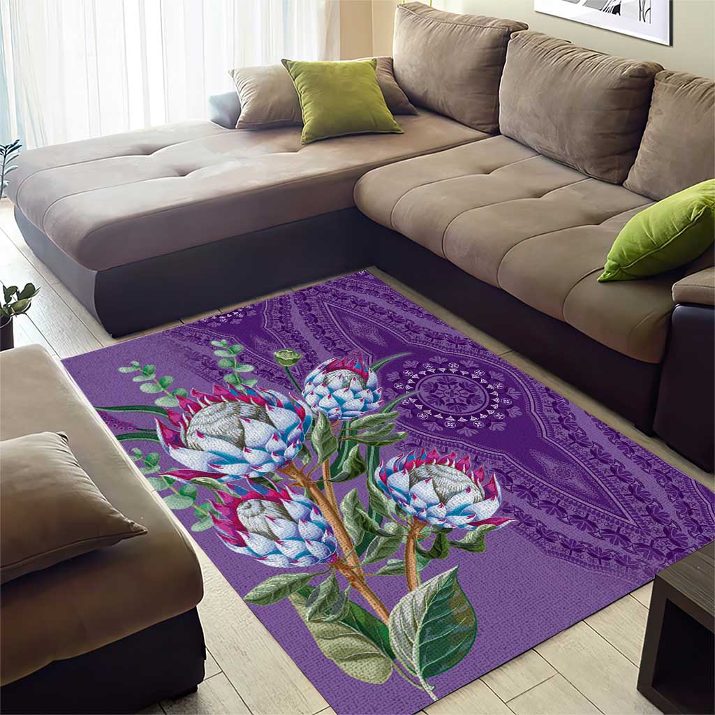 Afro King Proteas Dashiki Motif Area Rug Violet Style LT9