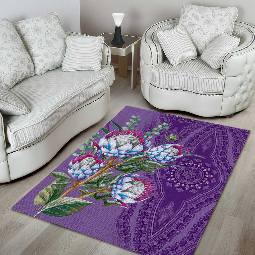 Afro King Proteas Dashiki Motif Area Rug Violet Style LT9