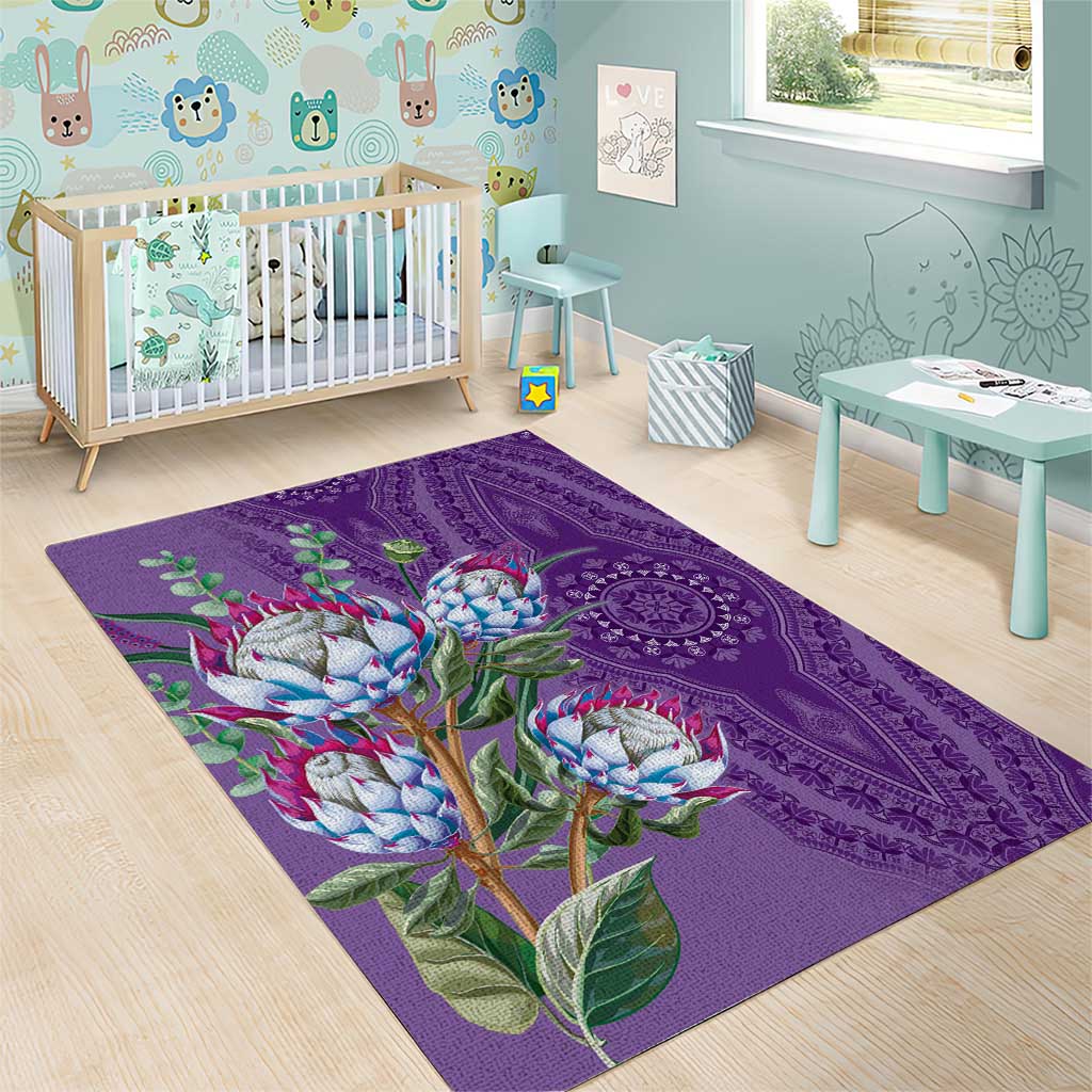 Afro King Proteas Dashiki Motif Area Rug Violet Style LT9
