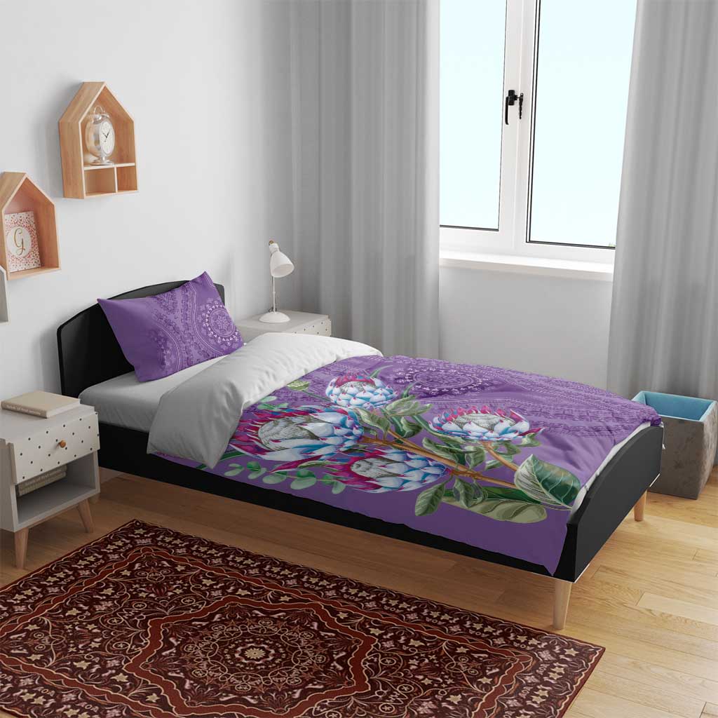 Afro King Proteas Dashiki Motif Bedding Set Violet Style LT9