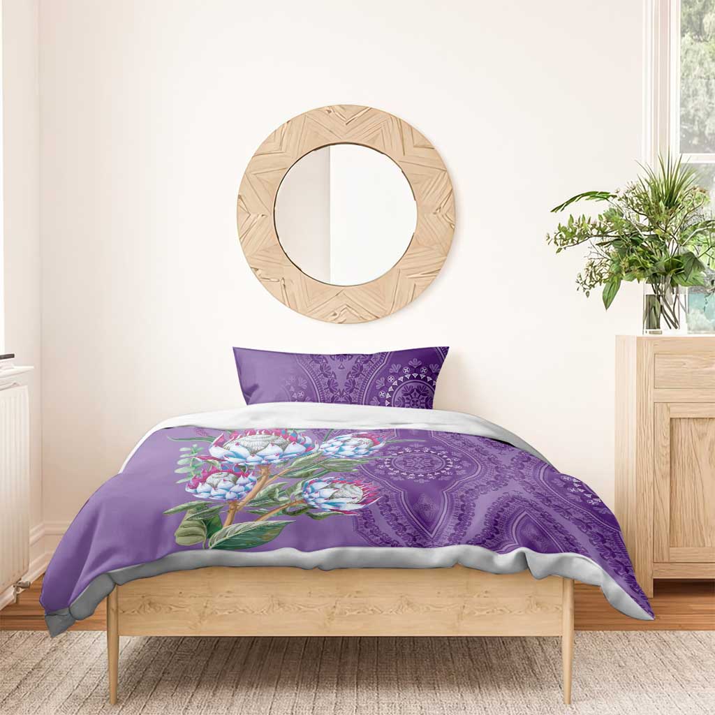 Afro King Proteas Dashiki Motif Bedding Set Violet Style LT9