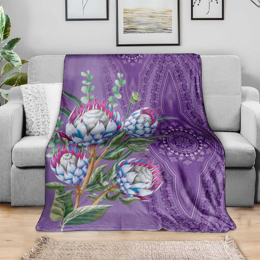 Afro King Proteas Dashiki Motif Blanket Violet Style LT9