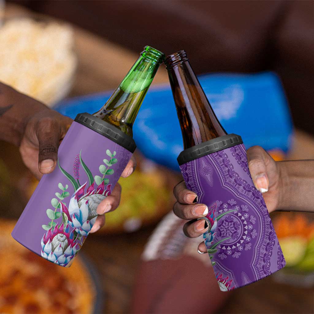 Afro King Proteas Dashiki Motif 4 in 1 Can Cooler Tumbler Violet Style LT9