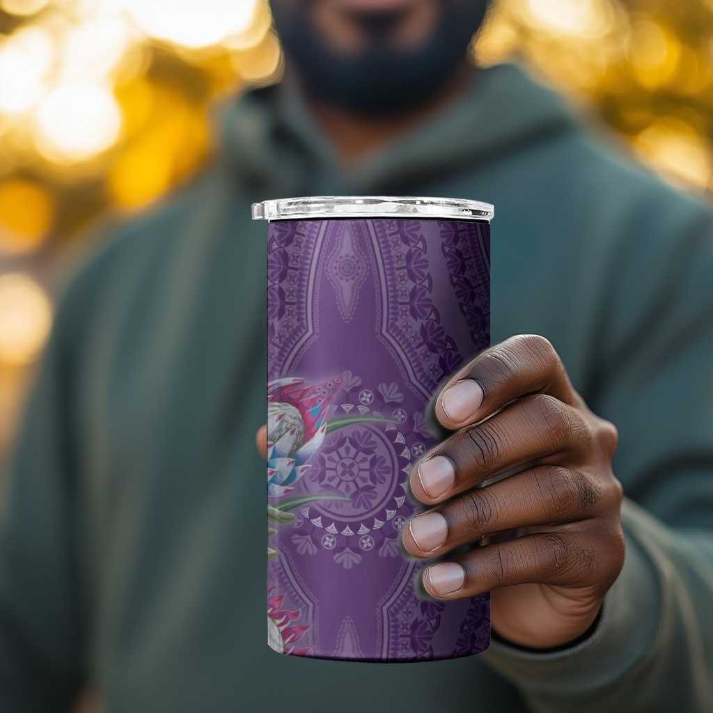 Afro King Proteas Dashiki Motif 4 in 1 Can Cooler Tumbler Violet Style LT9