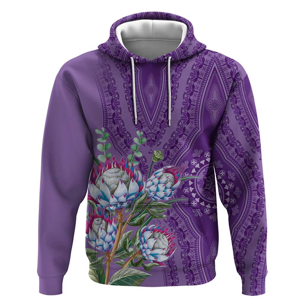 Africa King Proteas Dashiki Motif Hoodie Violet Style LT9