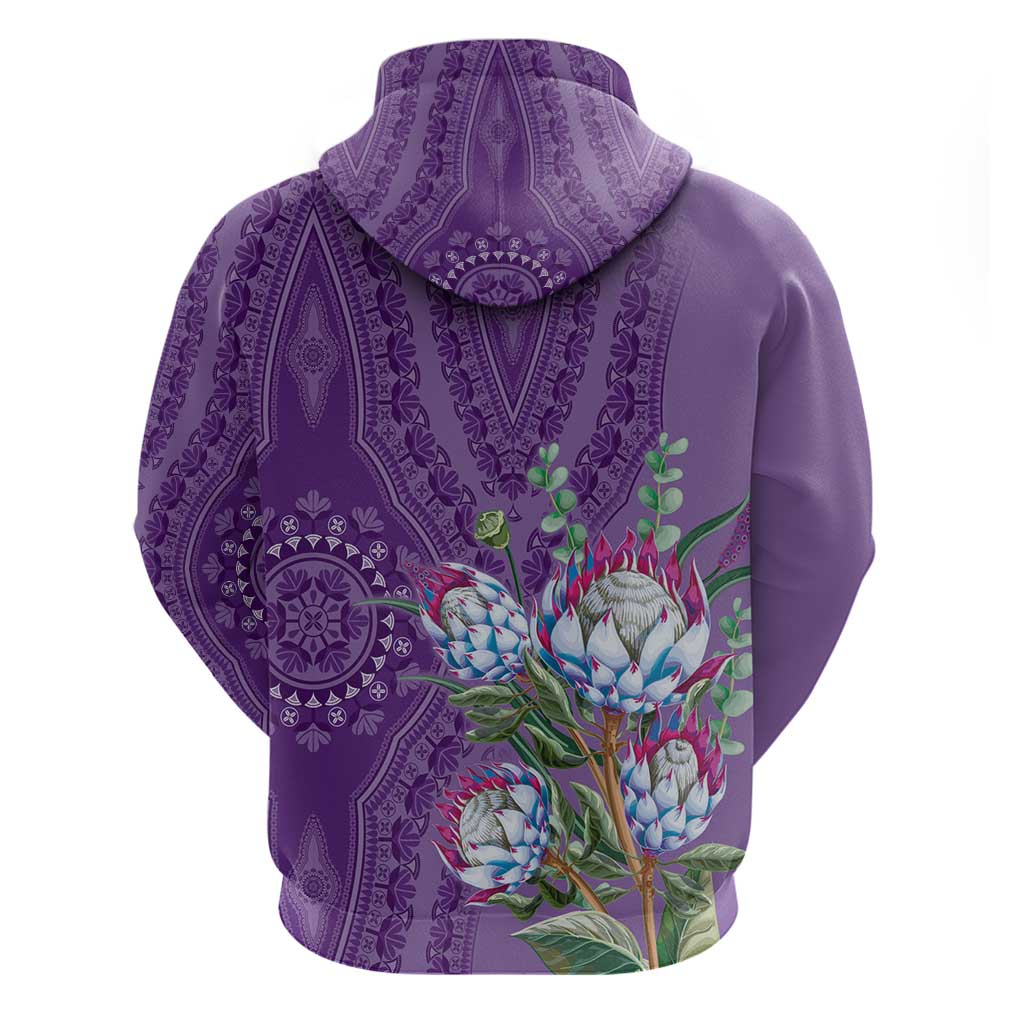 Africa King Proteas Dashiki Motif Hoodie Violet Style LT9