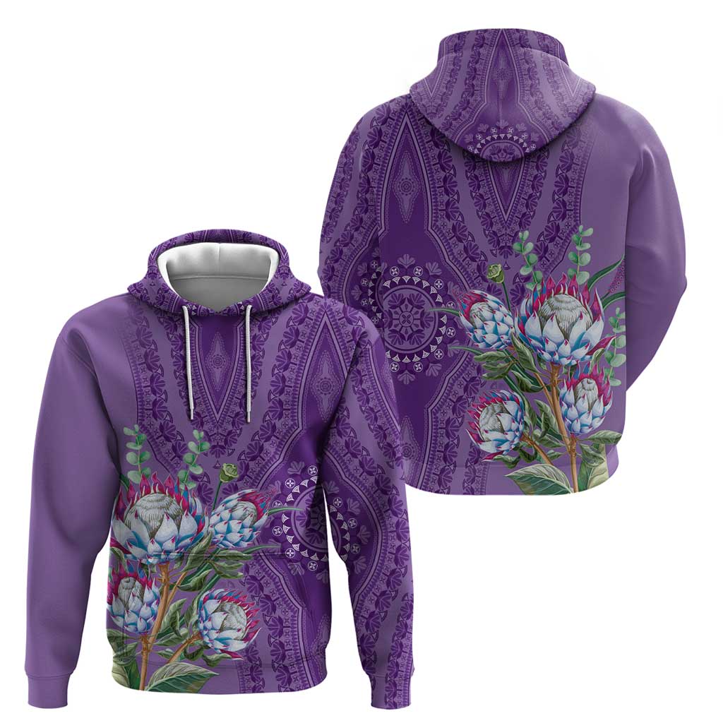 Africa King Proteas Dashiki Motif Hoodie Violet Style LT9