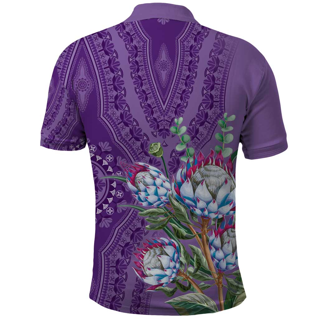 Africa King Proteas Dashiki Motif Polo Shirt Violet Style LT9