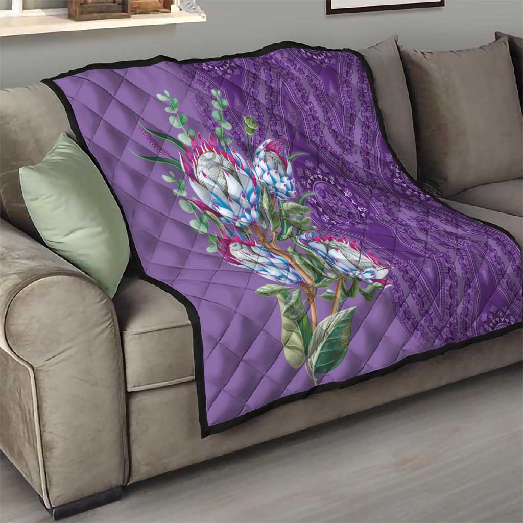 Afro King Proteas Dashiki Motif Quilt Violet Style LT9