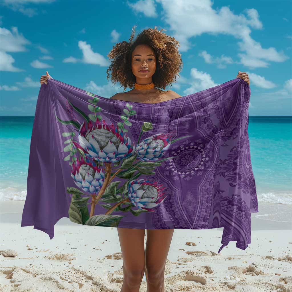 Afro King Proteas Dashiki Motif Sarong Violet Style LT9