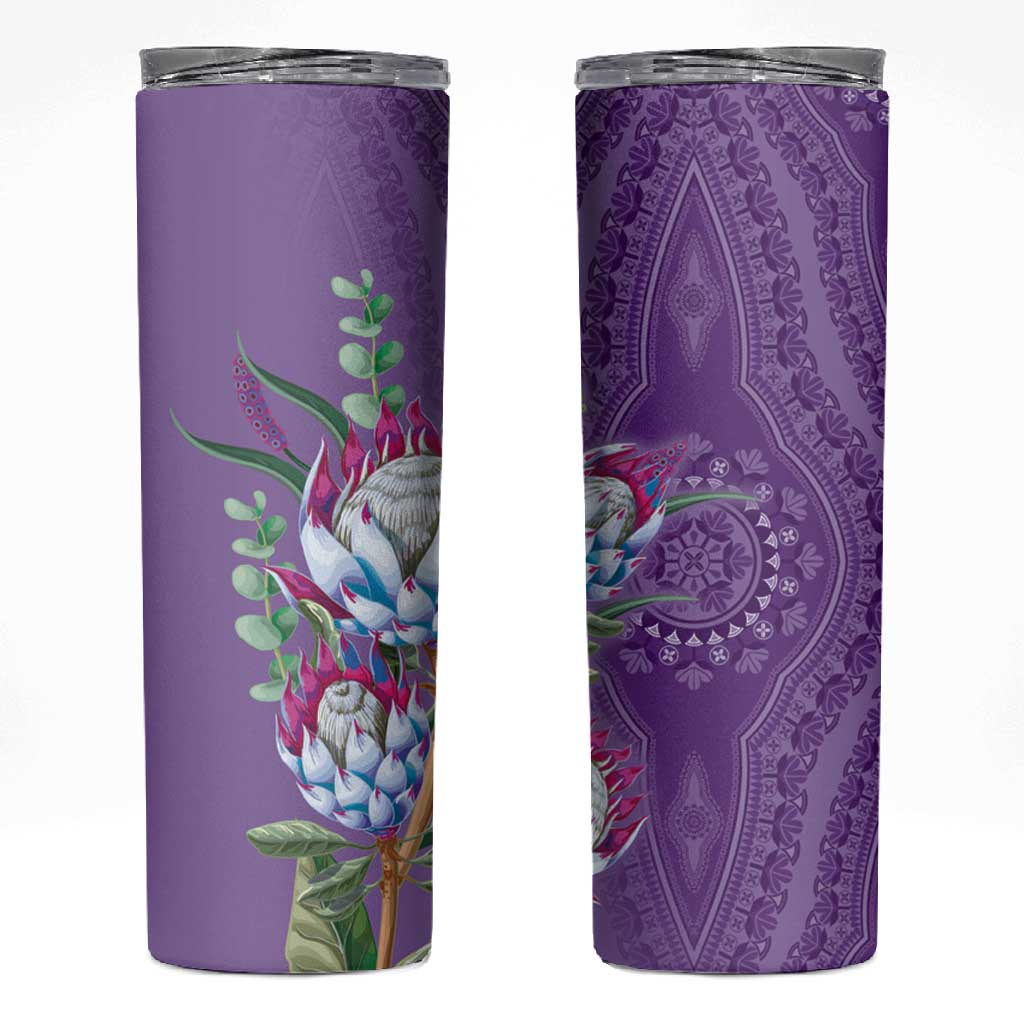 Afro King Proteas Dashiki Motif Skinny Tumbler Violet Style LT9