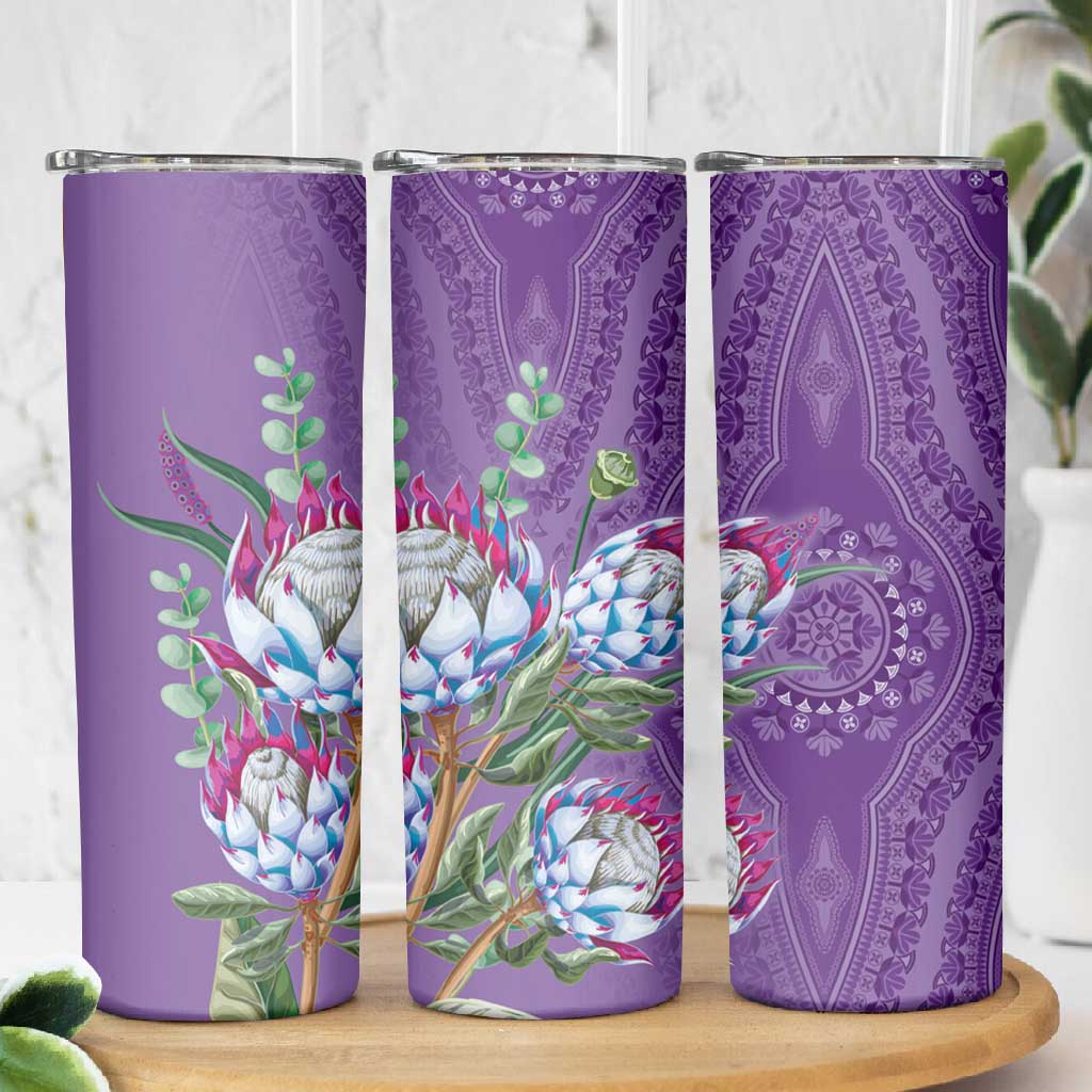 Afro King Proteas Dashiki Motif Skinny Tumbler Violet Style LT9