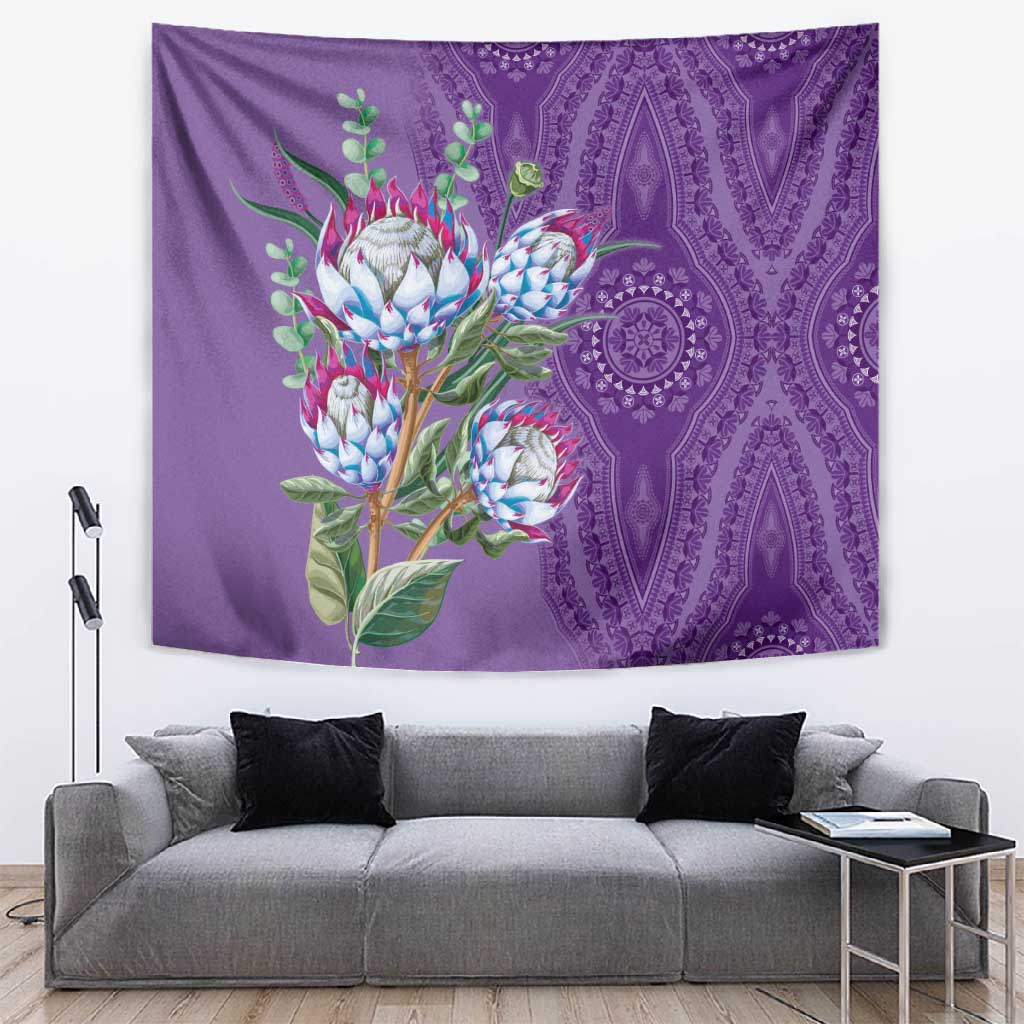 Afro King Proteas Dashiki Motif Tapestry Violet Style LT9
