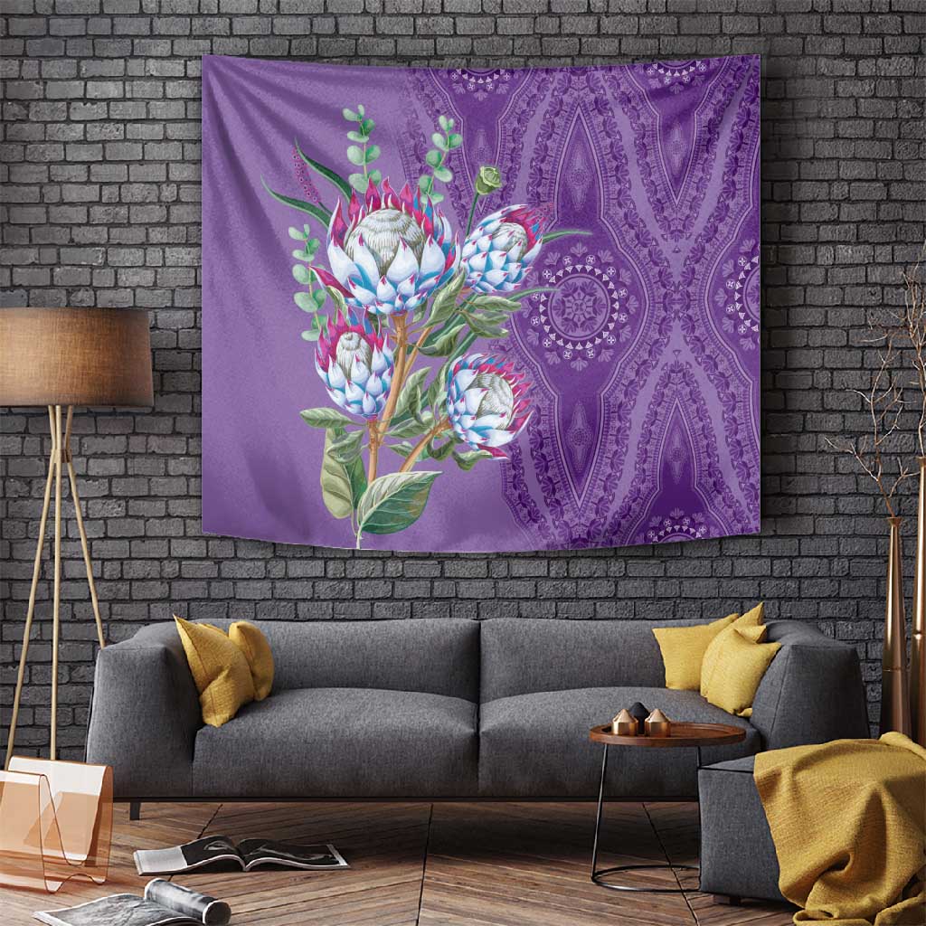 Afro King Proteas Dashiki Motif Tapestry Violet Style LT9