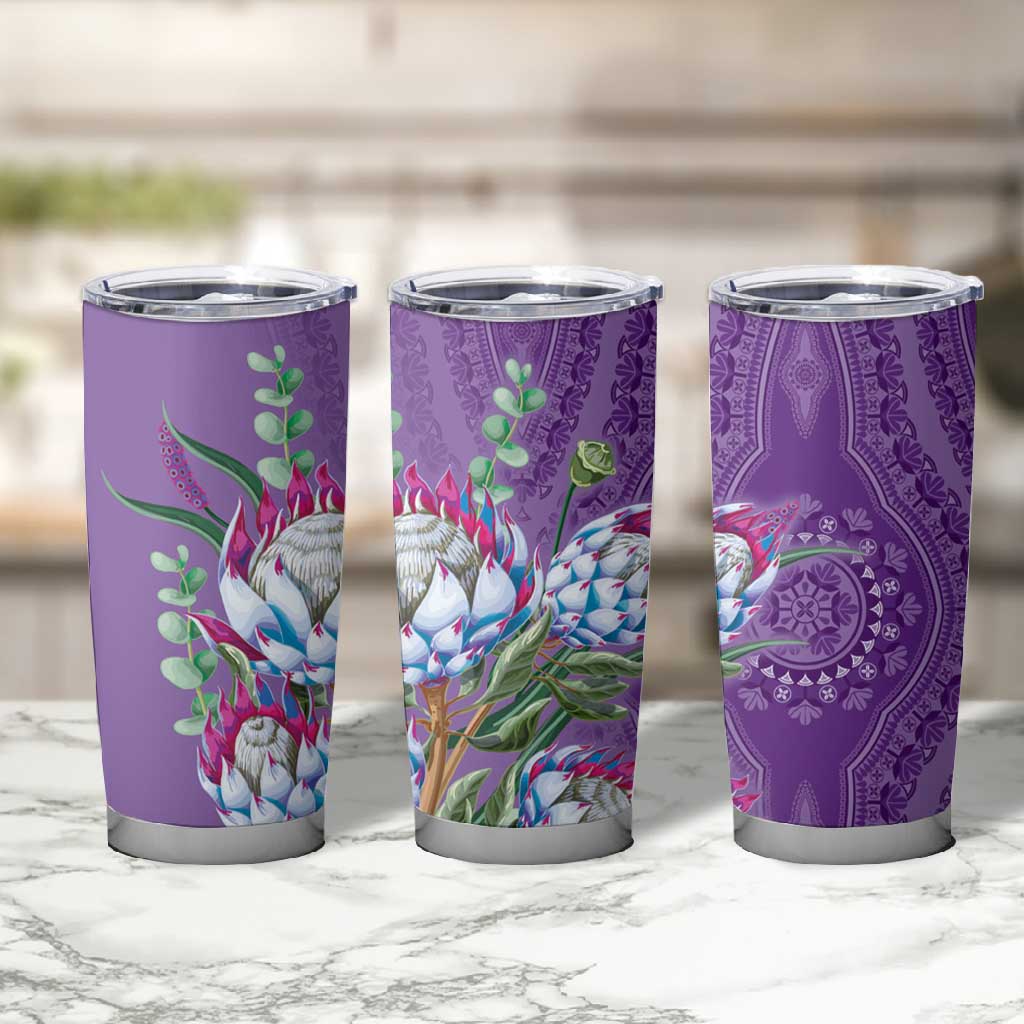 Afro King Proteas Dashiki Motif Tumbler Cup Violet Style LT9