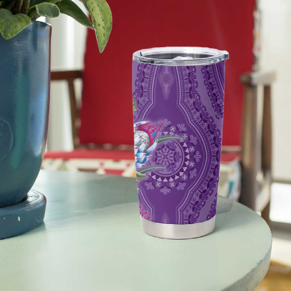 Afro King Proteas Dashiki Motif Tumbler Cup Violet Style LT9