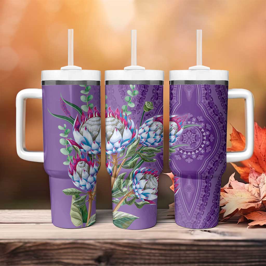 Afro King Proteas Dashiki Motif Tumbler With Handle Violet Style LT9