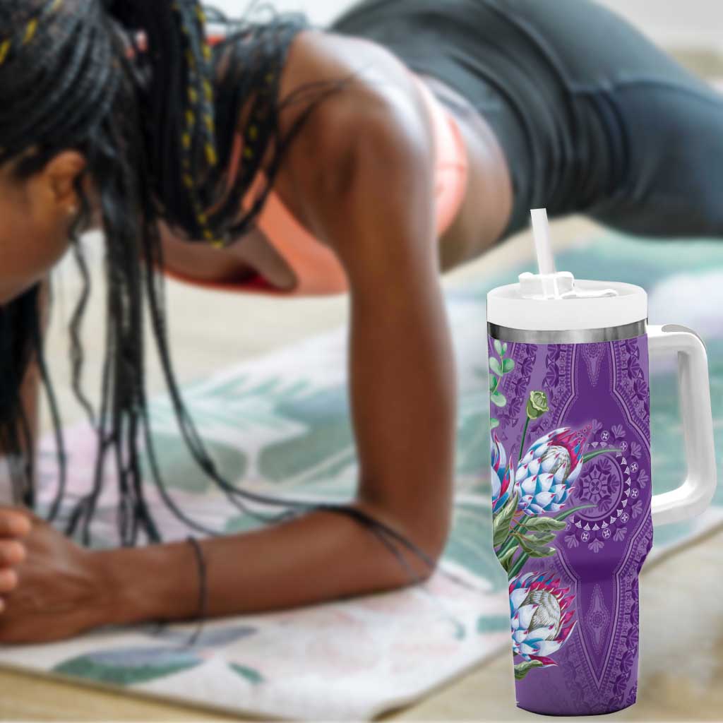 Afro King Proteas Dashiki Motif Tumbler With Handle Violet Style LT9