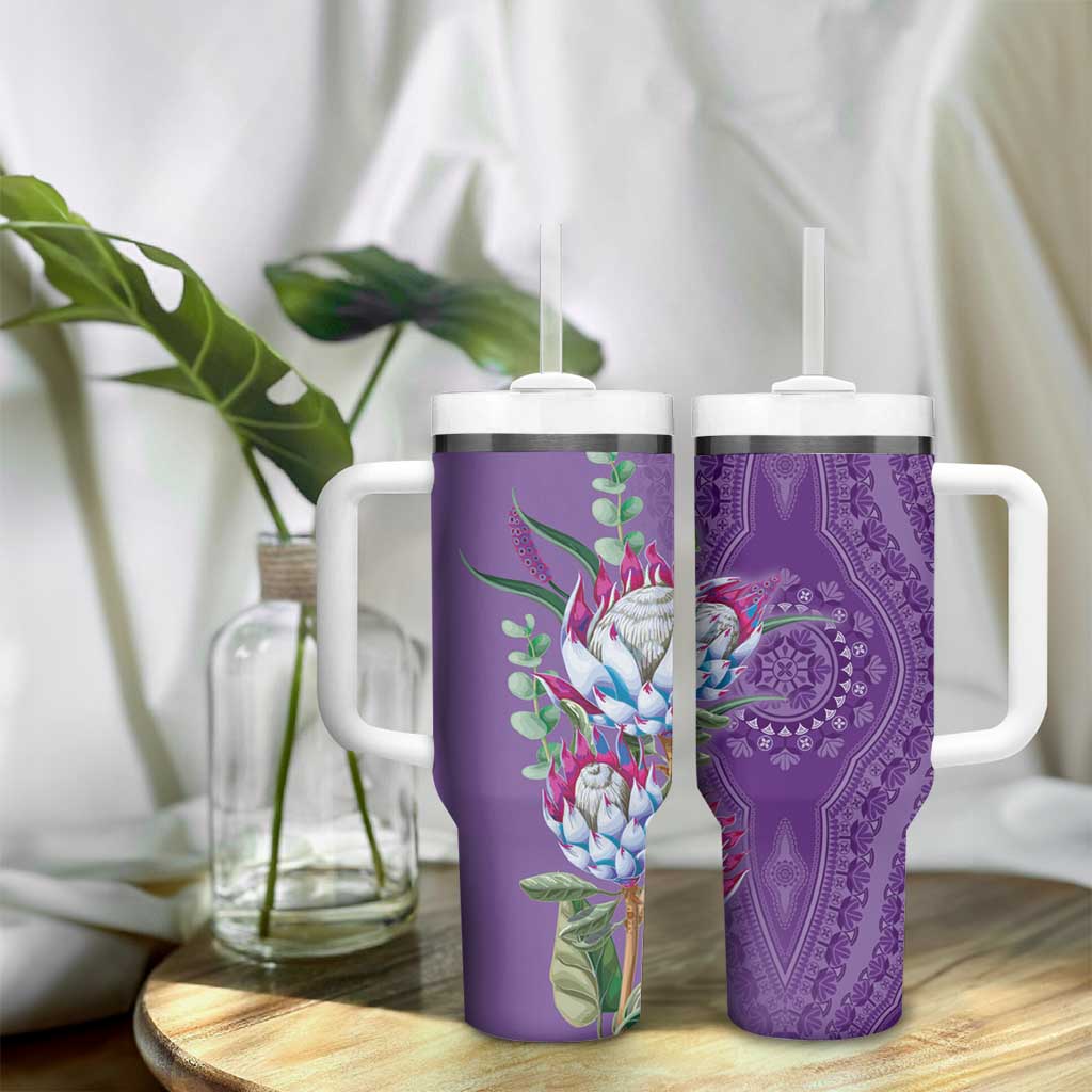 Afro King Proteas Dashiki Motif Tumbler With Handle Violet Style LT9