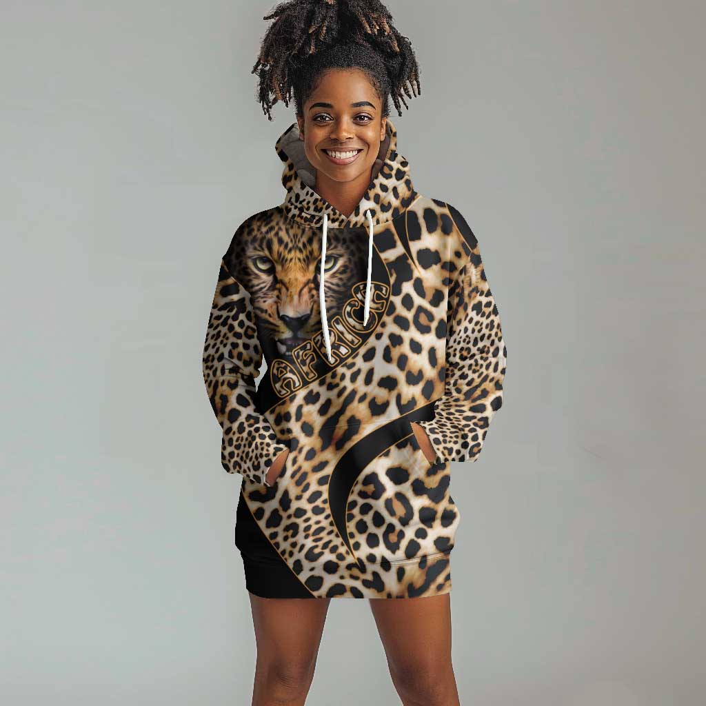 Afro Leopard Skin Pattern Hoodie Dress Version 01 LT9