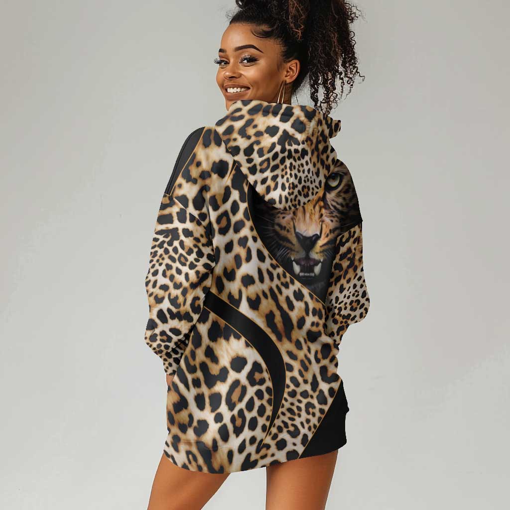 Afro Leopard Skin Pattern Hoodie Dress Version 01 LT9