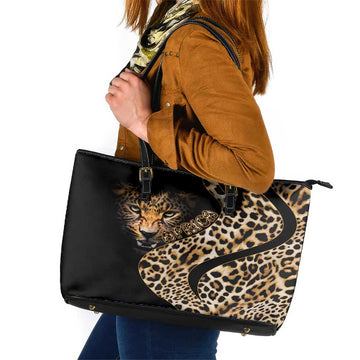 Africa Leopard Skin Pattern Leather Tote Bag Version 01 LT9