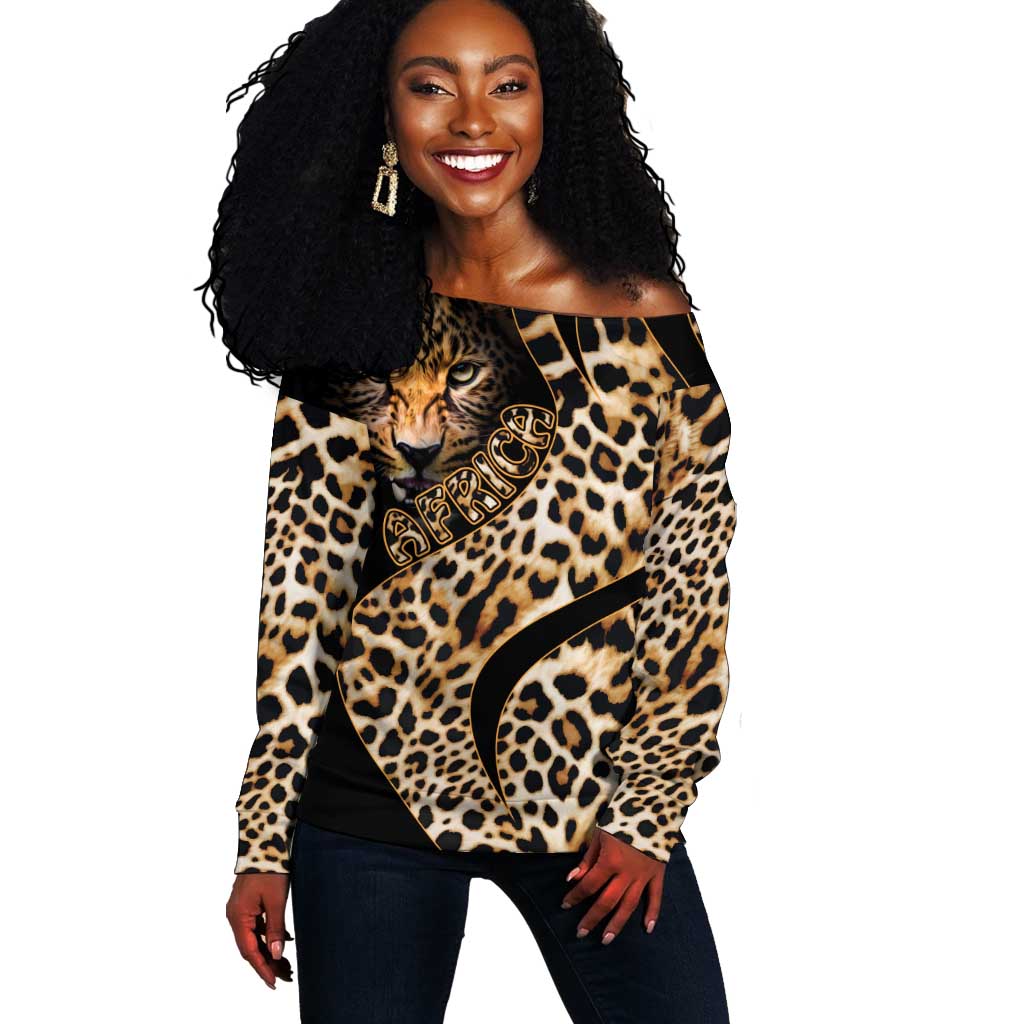 Afro Leopard Skin Pattern Off Shoulder Sweater Version 01 LT9