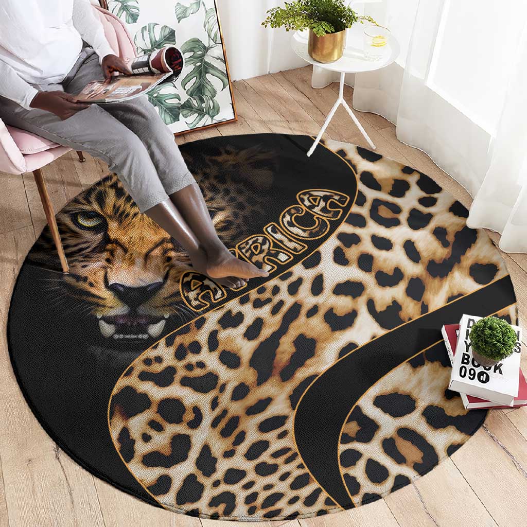 Afro Leopard Skin Pattern Round Carpet Version 01 LT9