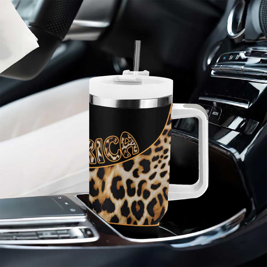 Afro Leopard Skin Pattern Tumbler With Handle Version 01 LT9