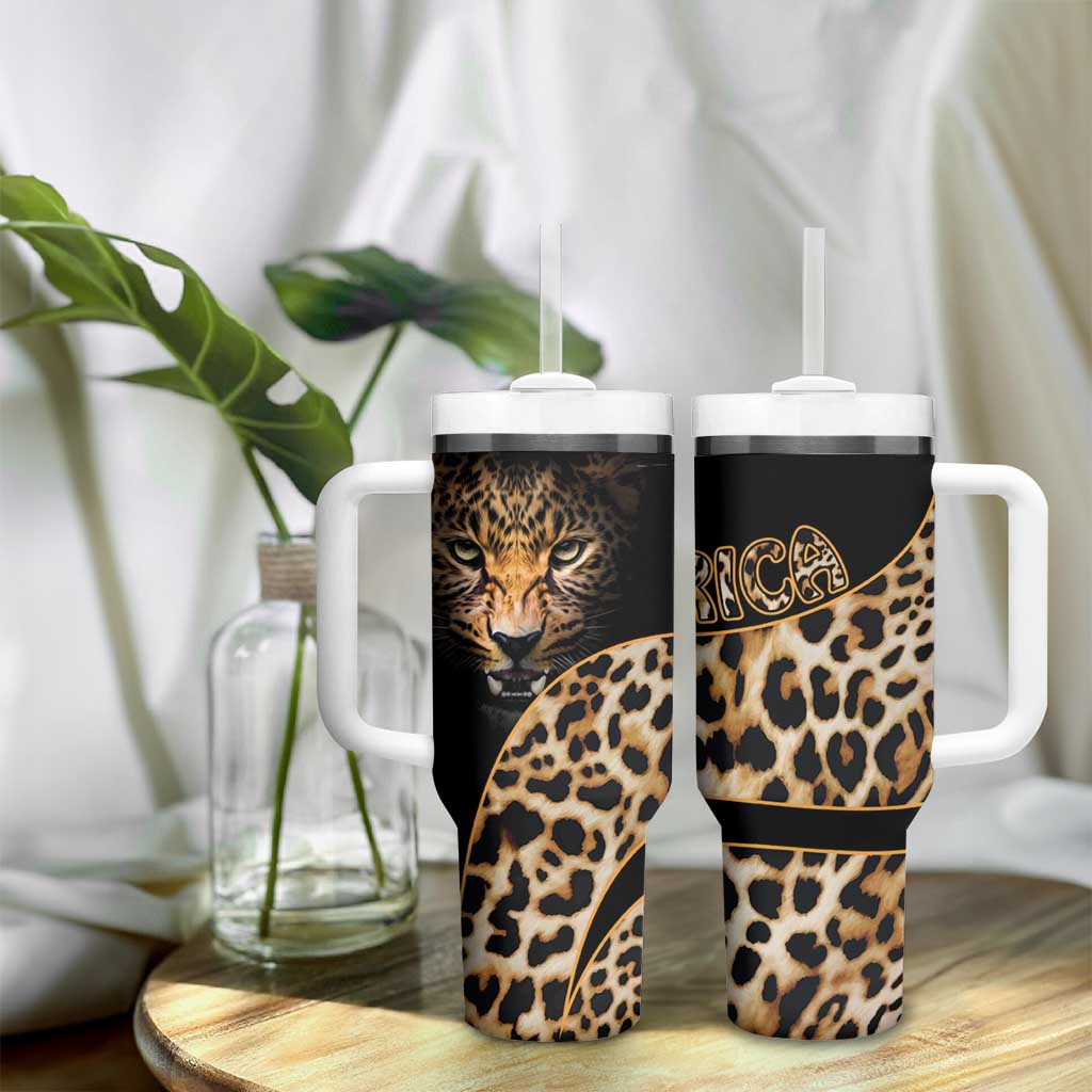 Afro Leopard Skin Pattern Tumbler With Handle Version 01 LT9