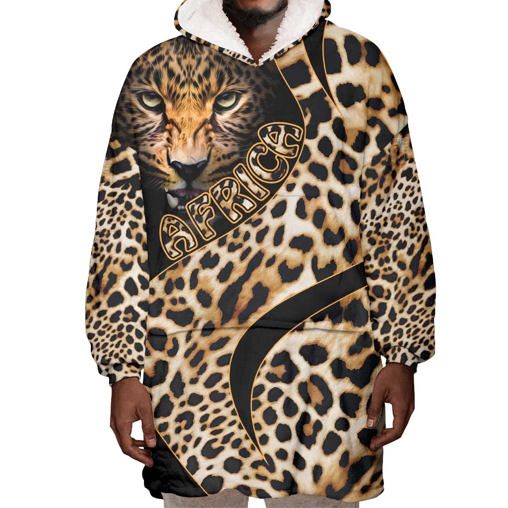 Afro Leopard Skin Pattern Wearable Blanket Hoodie Version 01 LT9
