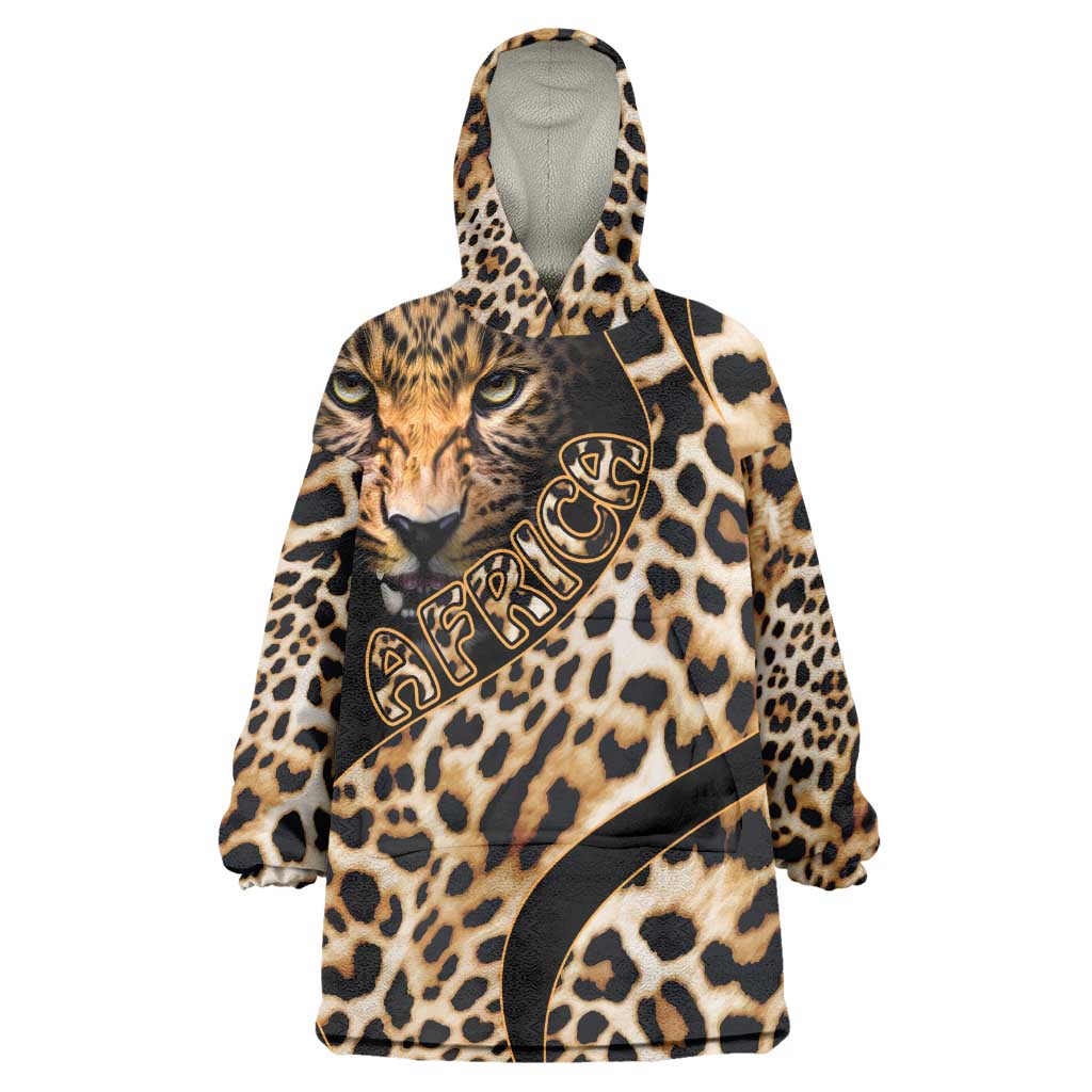 Afro Leopard Skin Pattern Wearable Blanket Hoodie Version 01 LT9