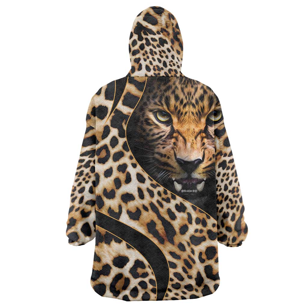Afro Leopard Skin Pattern Wearable Blanket Hoodie Version 01 LT9