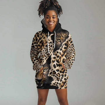 Afro Leopard Skin Pattern Hoodie Dress Version 02 LT9