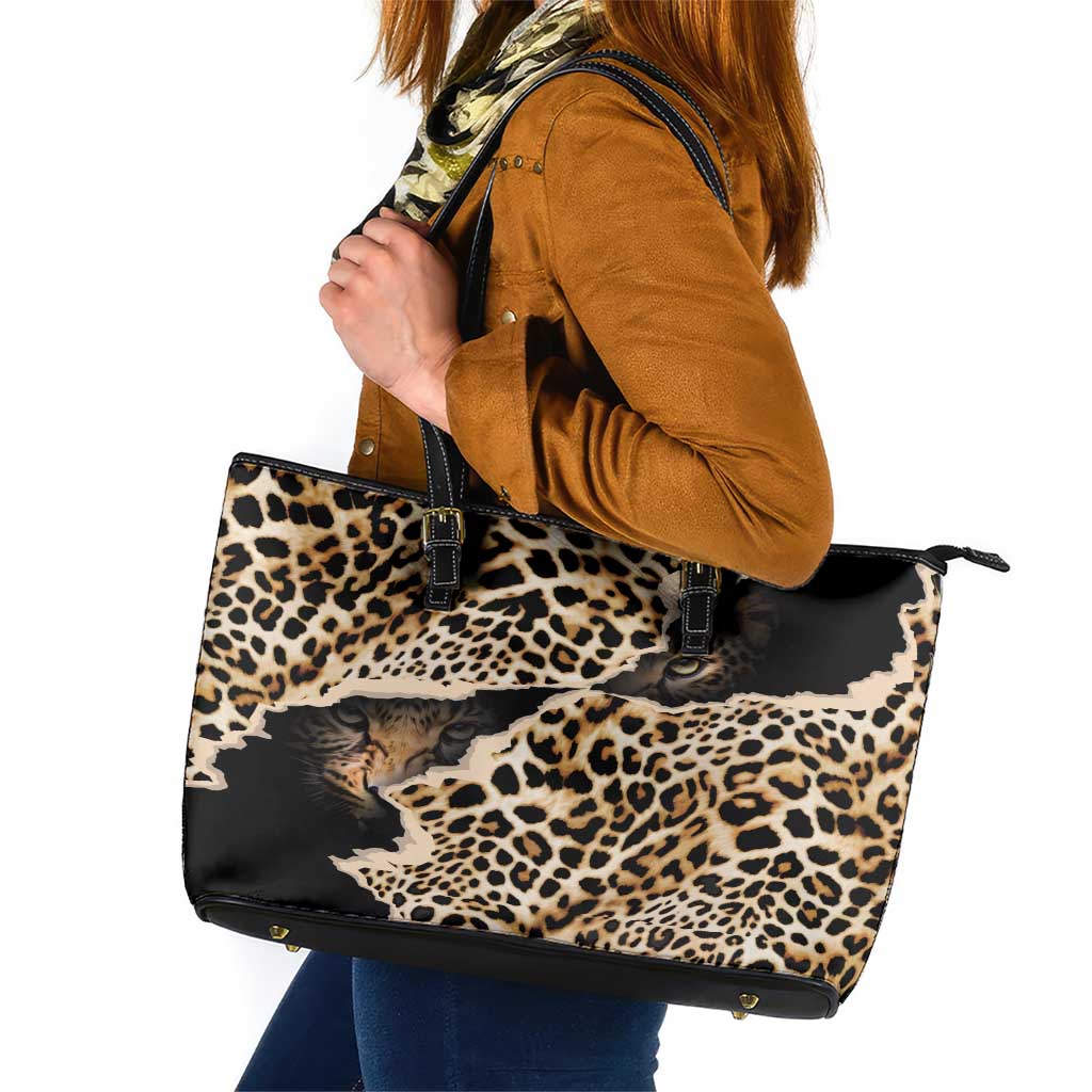 Africa Leopard Skin Pattern Leather Tote Bag Version 02 LT9