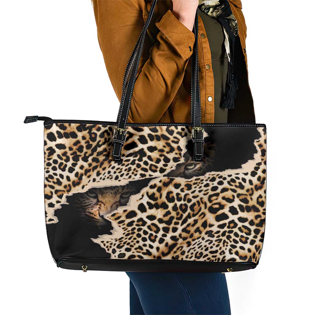 Africa Leopard Skin Pattern Leather Tote Bag Version 02 LT9