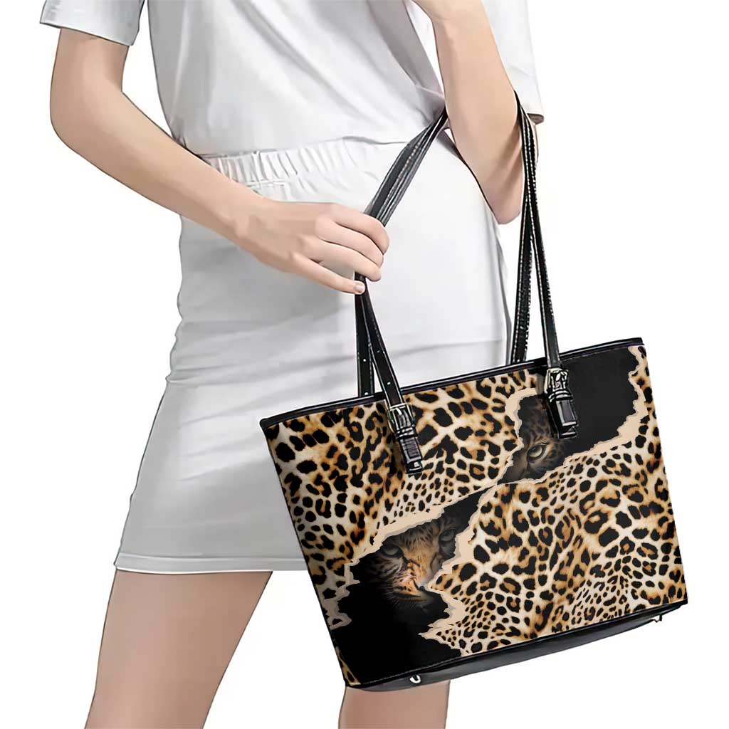 Africa Leopard Skin Pattern Leather Tote Bag Version 02 LT9