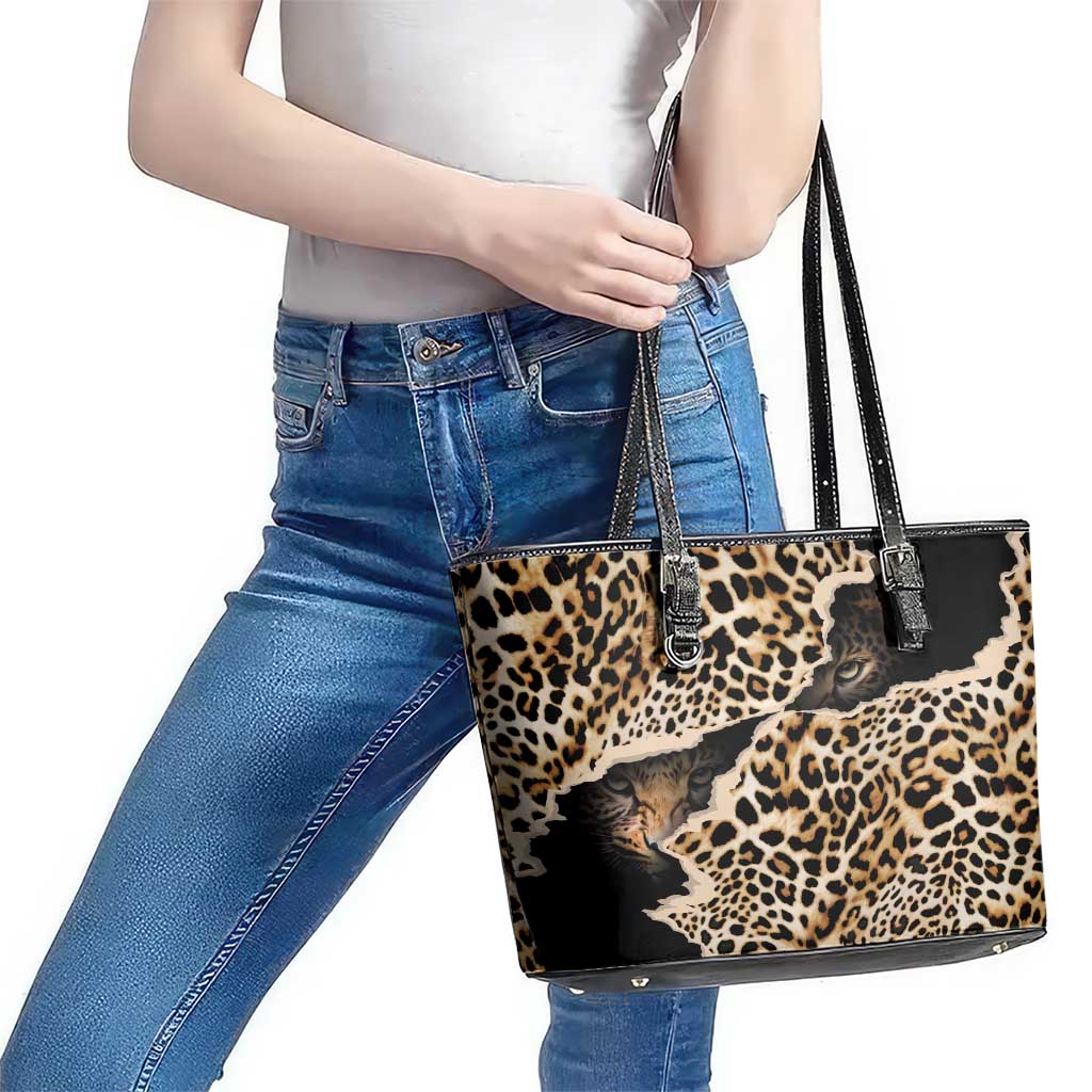 Africa Leopard Skin Pattern Leather Tote Bag Version 02 LT9