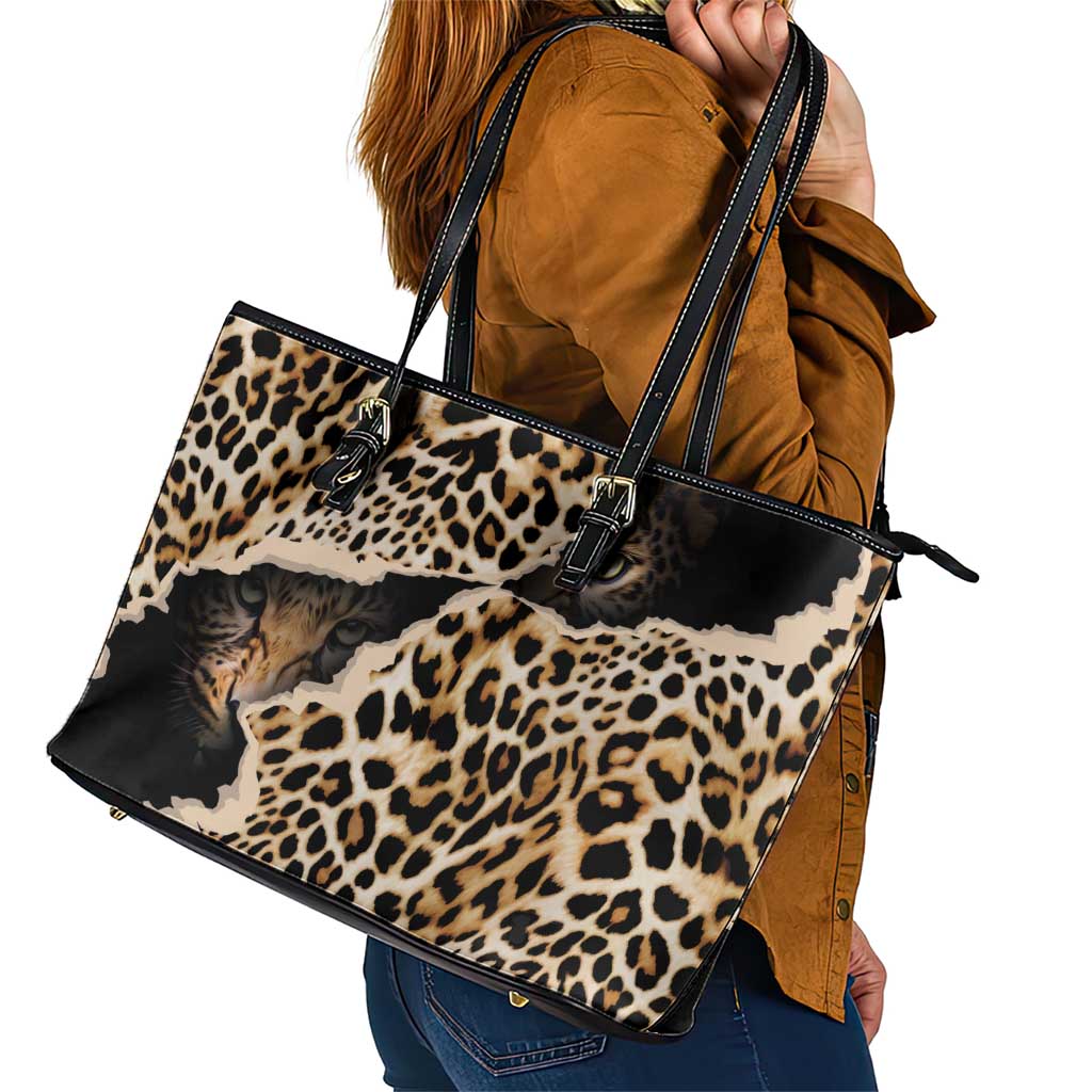 Africa Leopard Skin Pattern Leather Tote Bag Version 02 LT9
