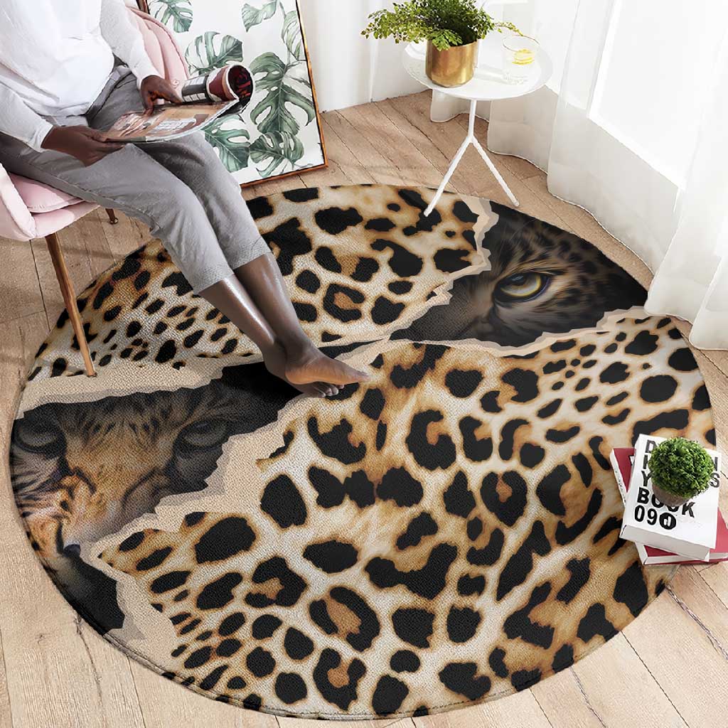 Afro Leopard Skin Pattern Round Carpet Version 02 LT9