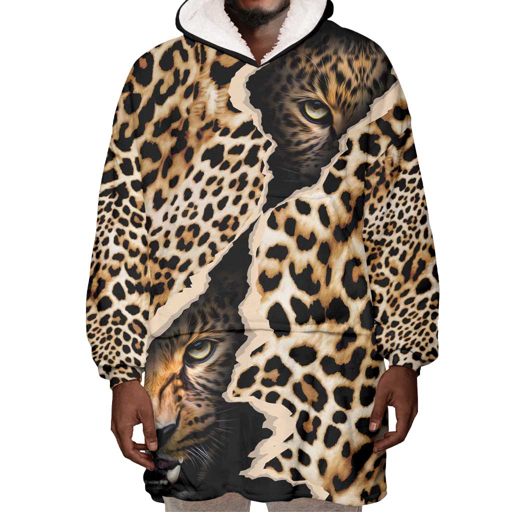 Afro Leopard Skin Pattern Wearable Blanket Hoodie Version 02 LT9