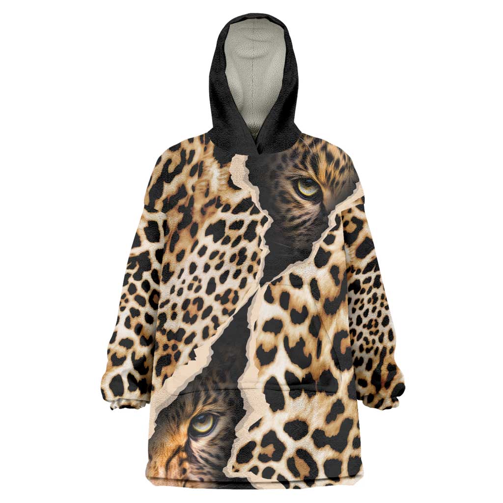 Afro Leopard Skin Pattern Wearable Blanket Hoodie Version 02 LT9
