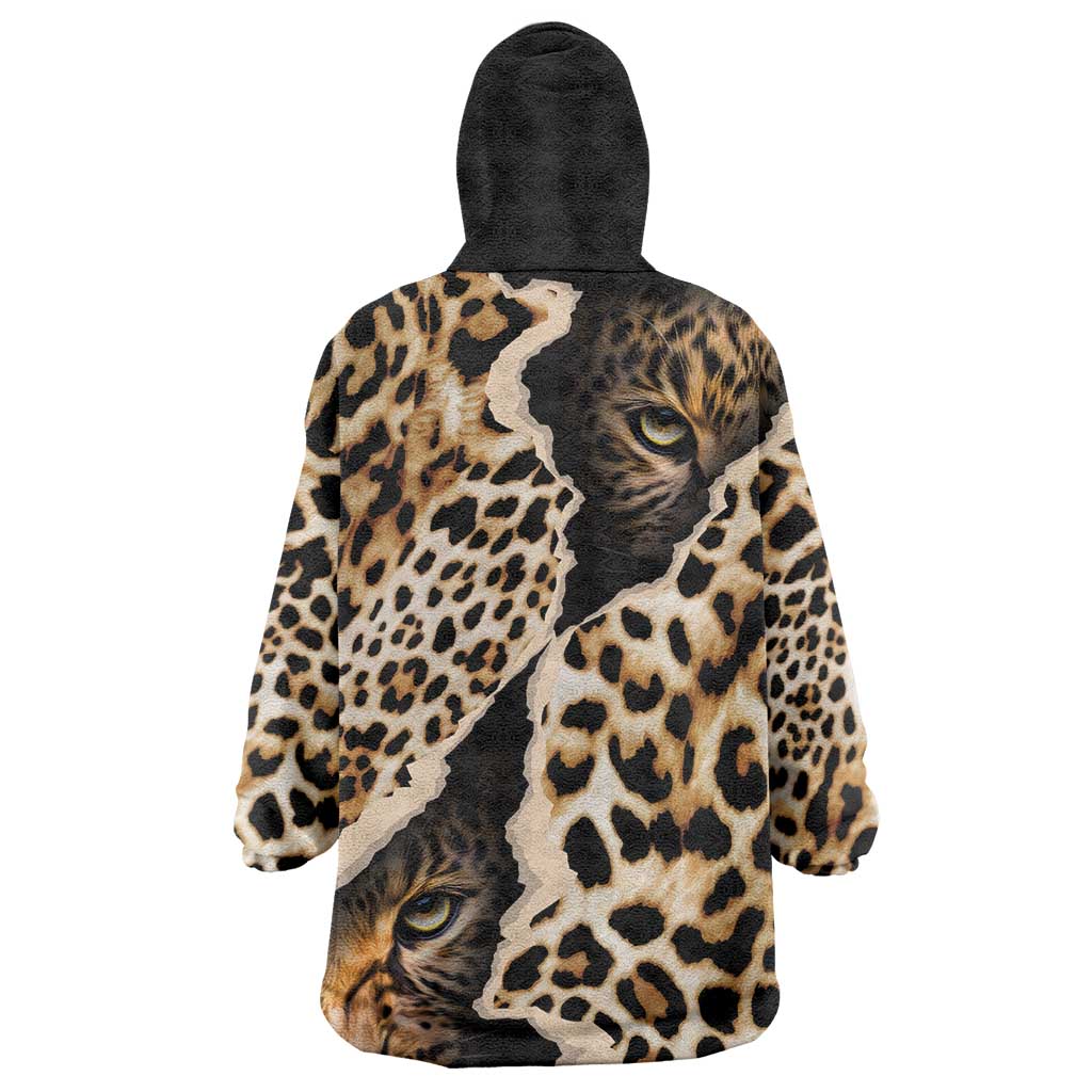 Afro Leopard Skin Pattern Wearable Blanket Hoodie Version 02 LT9