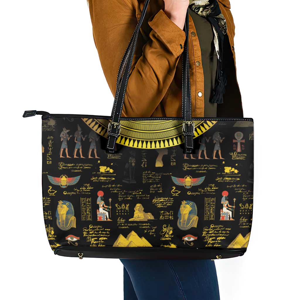 Ancient Egypt and Hieroglyphs Leather Tote Bag LT9