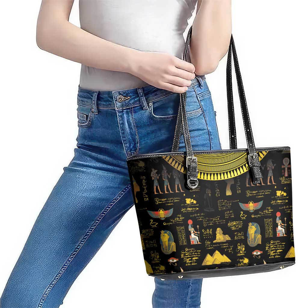 Ancient Egypt and Hieroglyphs Leather Tote Bag LT9