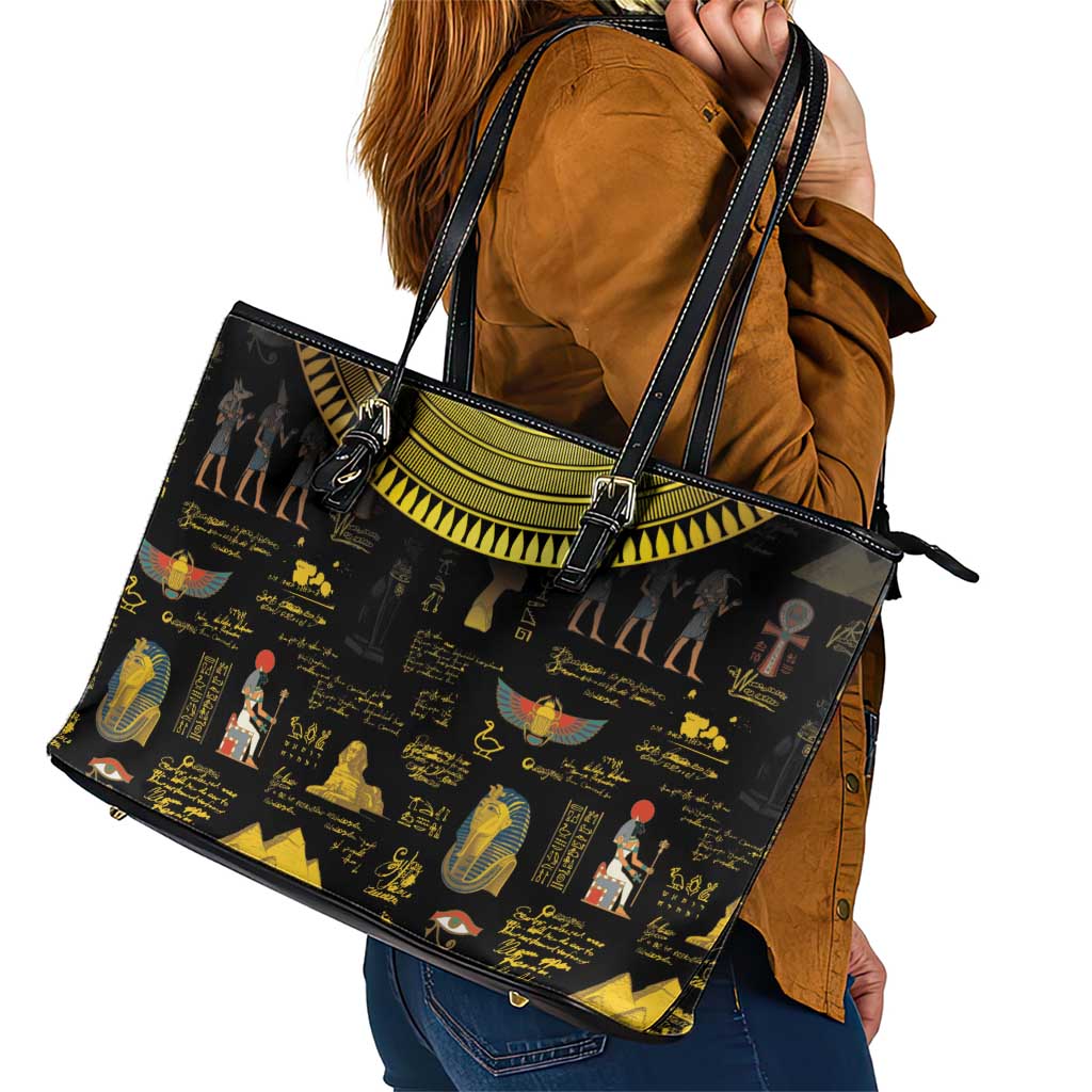Ancient Egypt and Hieroglyphs Leather Tote Bag LT9