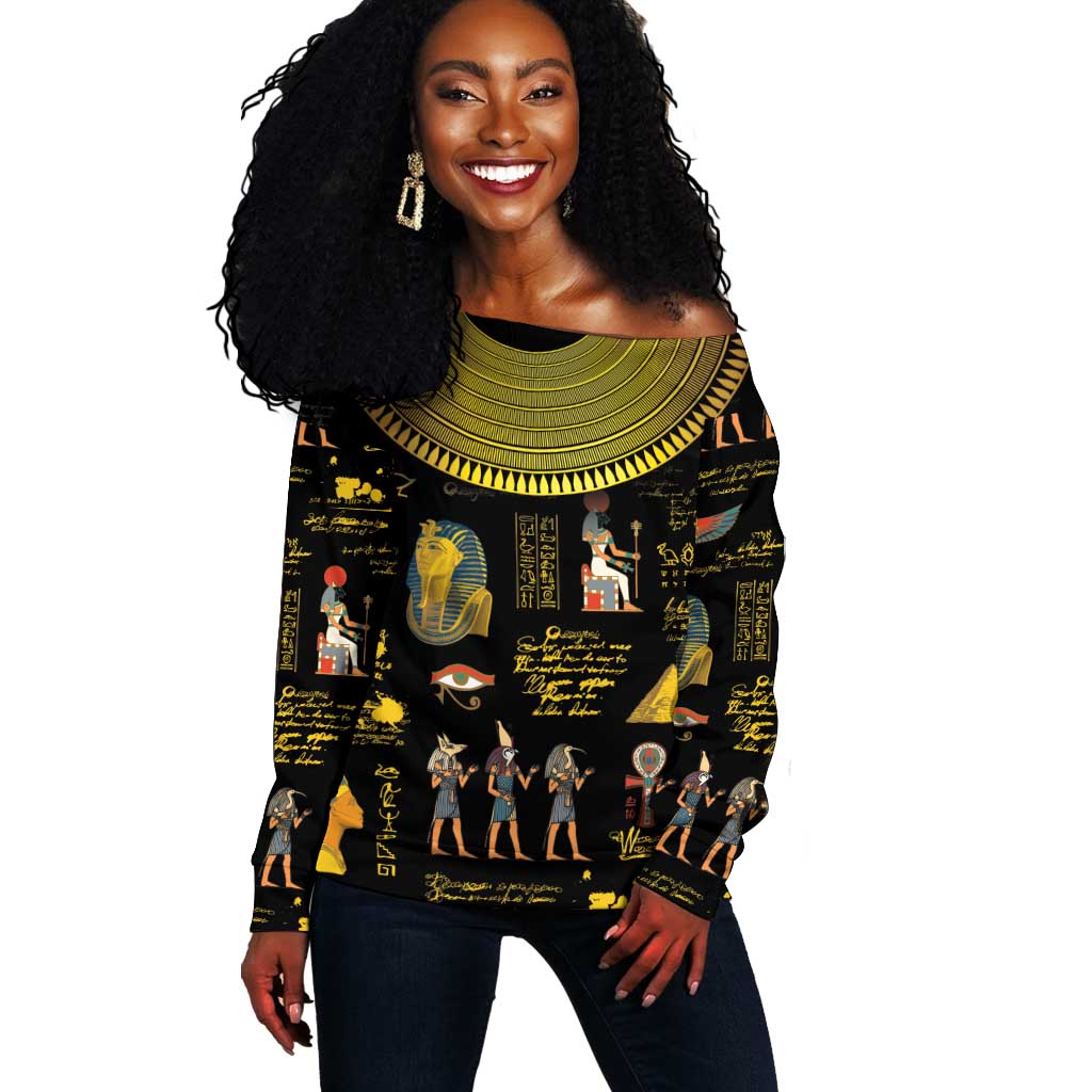 Ancient Egypt and Hieroglyphs Off Shoulder Sweater LT9