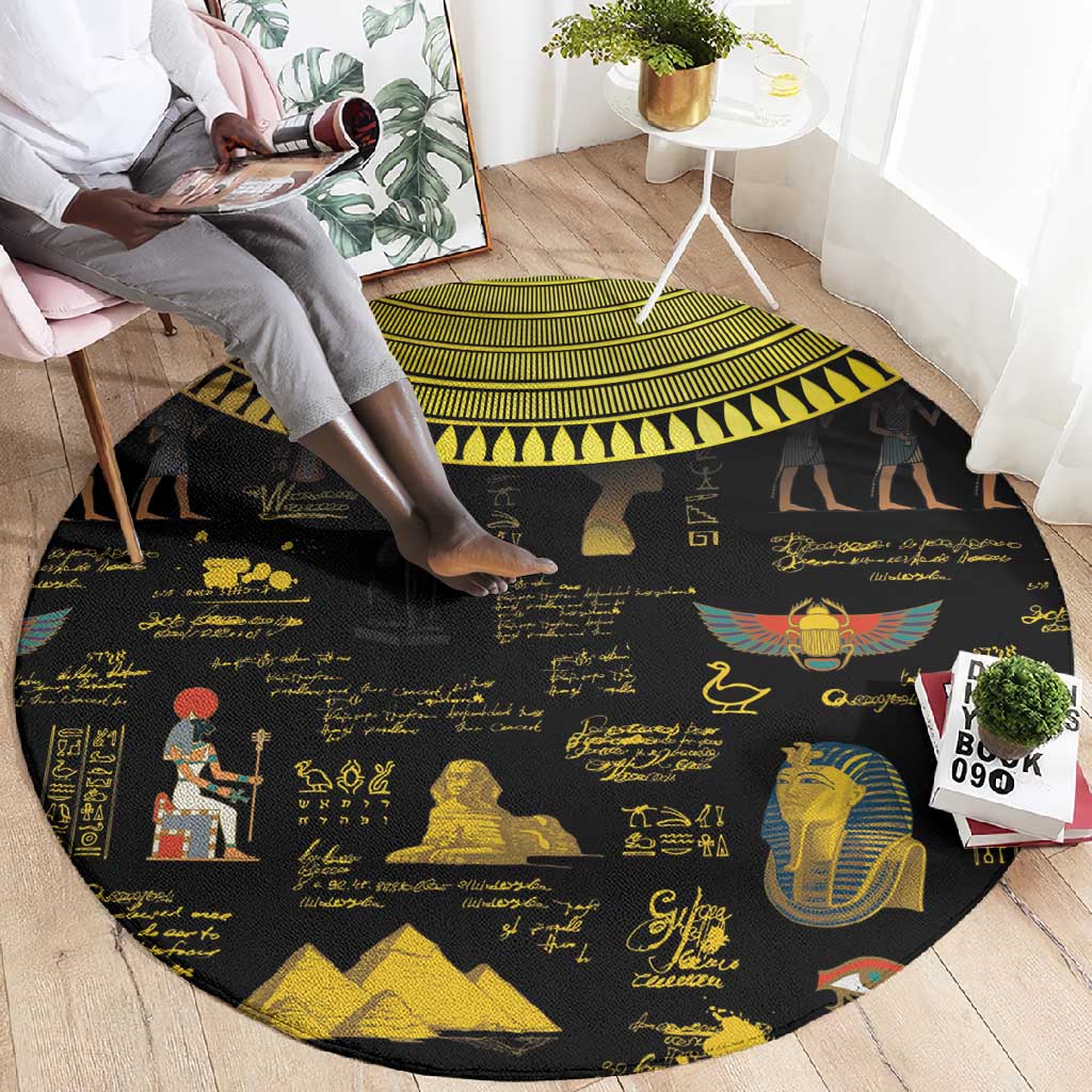 Ancient Egypt and Hieroglyphs Round Carpet LT9