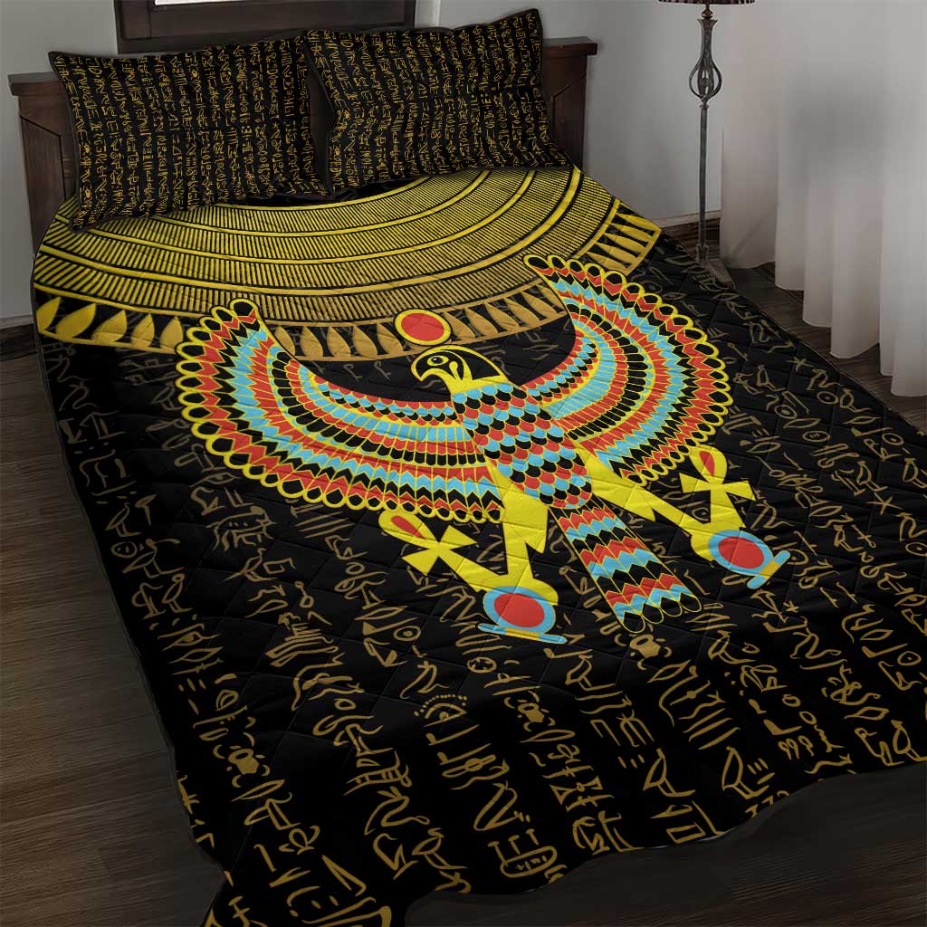 Ancient Egyptian Quilt Bed Set Symbol of Horus The Falcon God LT9
